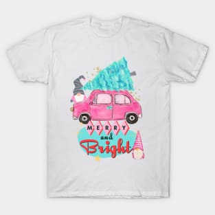 Gnomes Merry and Bright Midcentury Modern Christmas T-Shirt